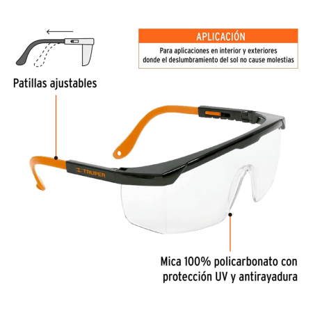 LEN-2000 Lentes de Seguridad Ajustables con Mica Transparente Classic 14284