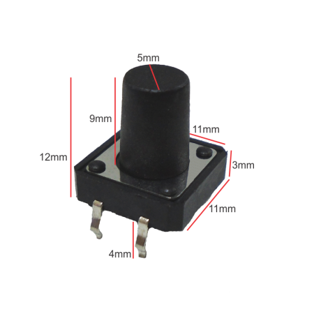 835-555-12MM Mini Switch Cuadrado Grande 4 Pines Boton 12MM