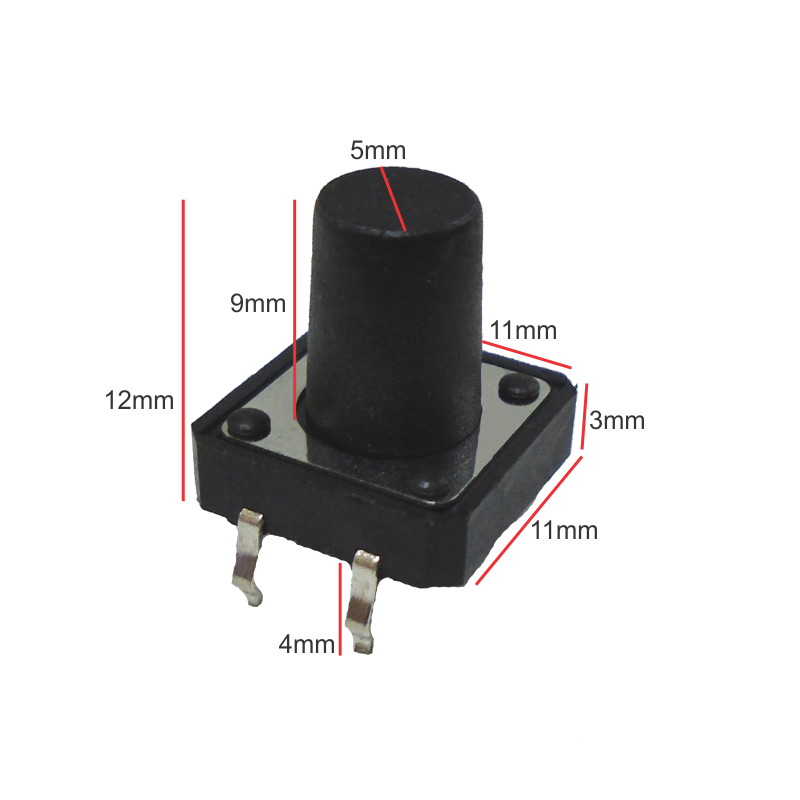 835-555-12MM Mini Switch Cuadrado Grande 4 Pines Boton 12MM
