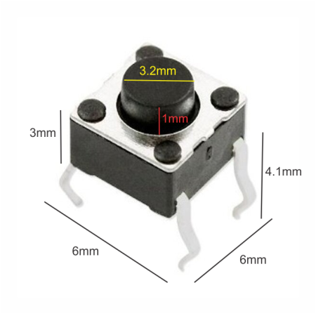 835-721 Mini Switch Cuadrado Chico 4 Pines Boton 1mm