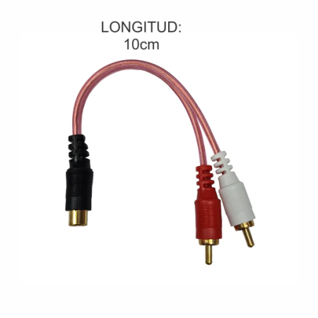 080-190 Cable Divisor 2 Plug Macho RCA a 1 Plug Hembra RCA 10cm
