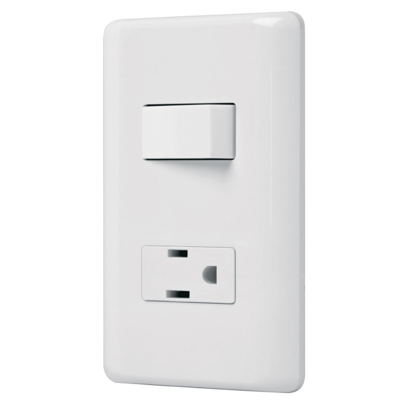 PA-APCO-B Placa Armada Contacto e Interruptor Sencillo Color Blanco
