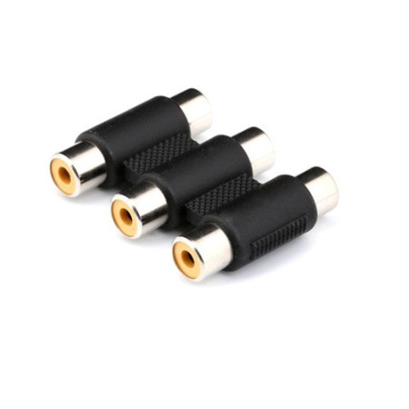 705-112 Cople Barril Adaptador Jack Triple RCA Hembra Hembra