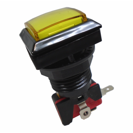 835-118 Boton Cuadrado para Maquinita Color Amarillo Con Microswitch y Piloto 3A 250V
