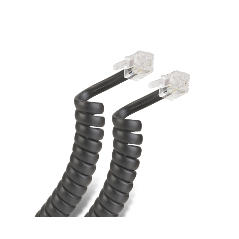863-606 Cable Telefónico para Auricular Color Negro 2.5M RJ-9 RJ9 Espiral