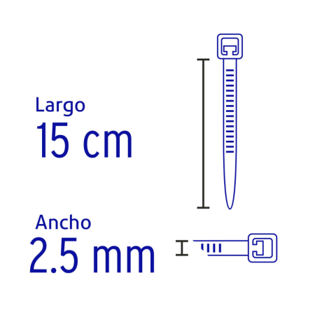 CIN-1815 Bolsa con 100 cinchos plásticos 18 lb, 150x2.5 mm, naturales 44301