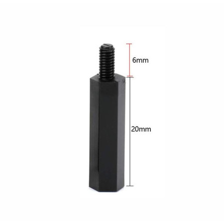 SEP-PLA-20 Separador Hexagonal Macho Hembra M3 20mm de Nylon Plástico Sin Tornillo
