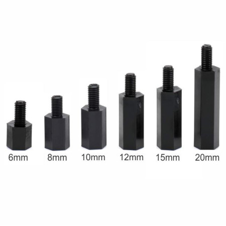 SEP-PLA-20 Separador Hexagonal Macho Hembra M3 20mm de Nylon Plástico Sin Tornillo