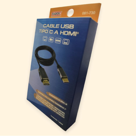 081-730 Cable USB tipo C a HDMI 4K, Alta Velocidad, Thunderbolt 3, 1.8M