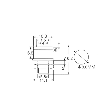 705-420 Jack Banana Hembra Chico Color Amarillo 4mm
