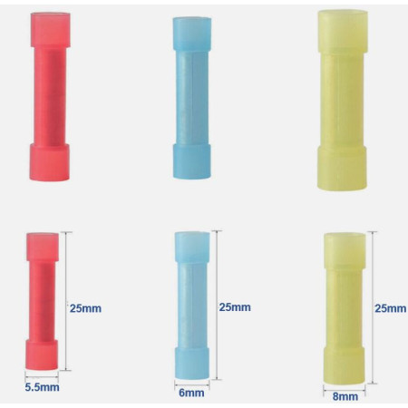 520-508 Unión Empalme a Tope para Cable Calibre 18 a 22 AWG, Color Rojo, Cobre