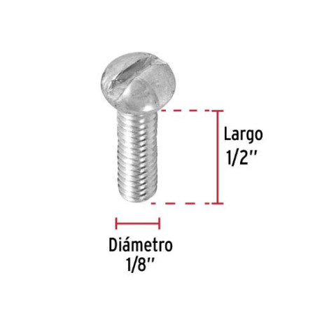 870-1000 Tornillo 1/8" x 1/2" para Disipador y Proyectos en General, Milimétrico