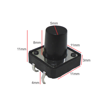 835-555-11MM Mini Switch Cuadrado Grande 4 Pines Boton 11MM