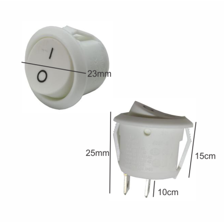 835-063 Switch Balancín 2 Pines 6A 250V 10A 125V, Color Blanco