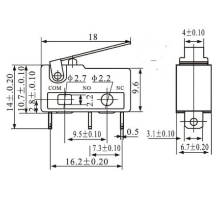 835-364 Microswitch 5A 125 250VAC con Lamina KW11-3Z-2