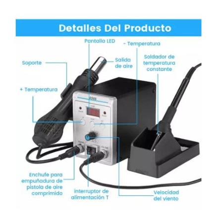 XS-390 Estación Para Soldar 2 En 1 Cautín Soldadura Aire Caliente