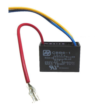 SV-1.5-3 Capacitor para Ventilador 1.5+3uF 250V 50-60Hz