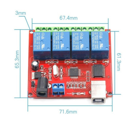 XS-154 Módulo Relevador USB, Control de 4 Canales ULN2803 24V, Control por PC