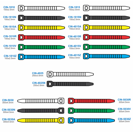 CIN-5030N Bolsa con 50 Cinchos Plásticos 50 lb, 300x4.5 mm, Negros 44328